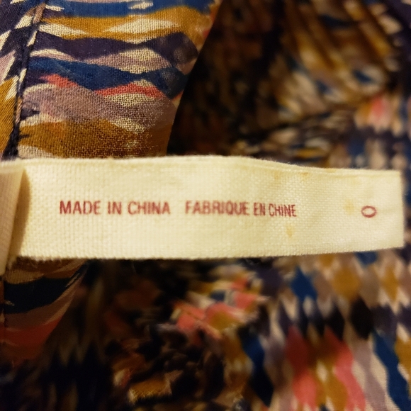 Maeve Dress with Ruffled Printed Top and Navy Skirt Sz 0 - Picture 5 of 8